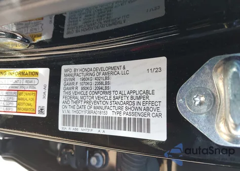 2024 Honda Accord Ex z USA, uszkodzony, nr VIN 1HGCY1F36RA018153